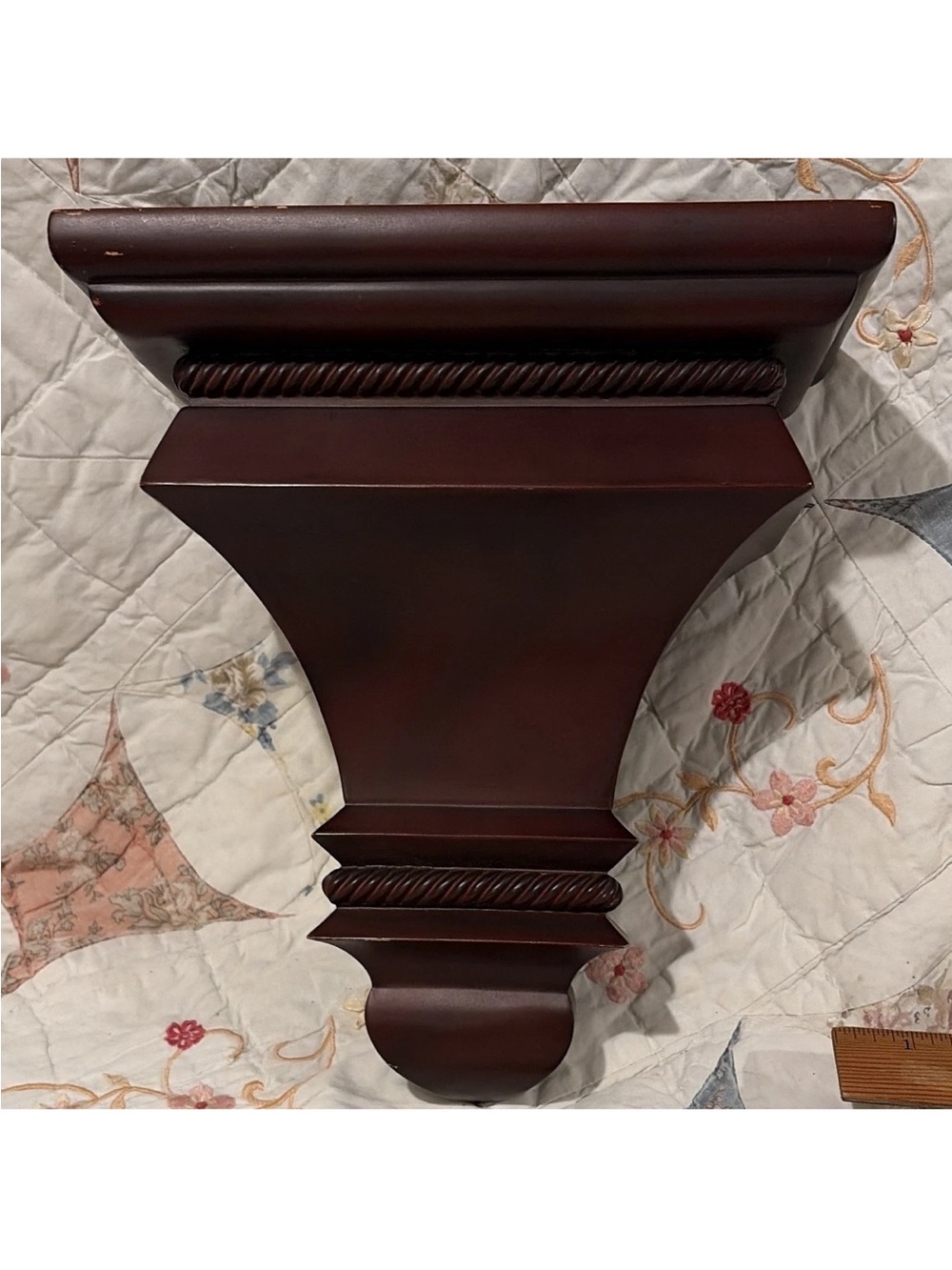 11” Mahogany Wall Corbel • Classical Pedestal Bracket Shelf Twisted Rope Trim